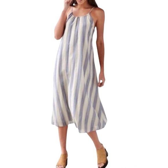 Urban Outfitters Dresses & Skirts - SOLD-Urban Outfitters Striped Chambray and Cream Midi Halter SunDress